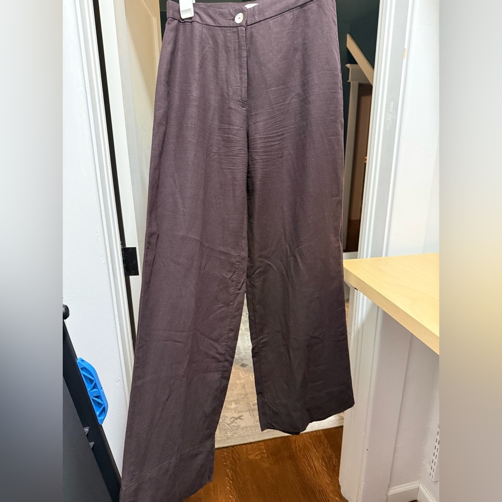 H&M Brown Linen Trousers, Size 4